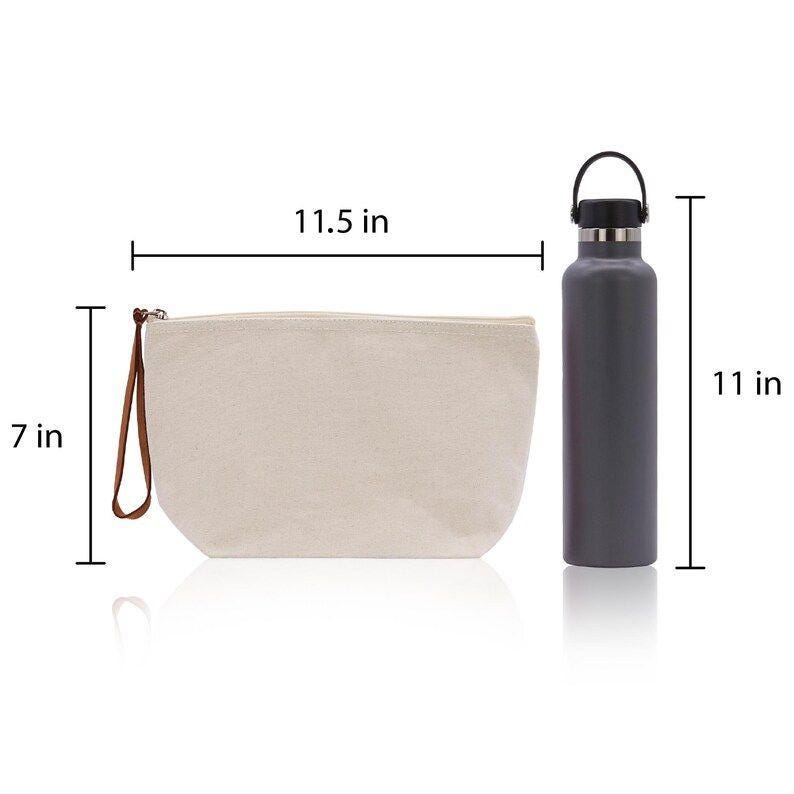 a white bag and a black water bottle