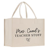 a white bag with the words mrs carol's teacher stuff on it