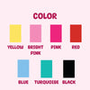 a color chart with different shades of pink, yellow, pink, and red