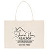 a white bag with a house logo on it