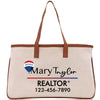 a white bag with a brown leather handle
