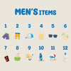 a set of men's items in a flat style