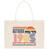 a tote bag with an image of a sunset and mountains