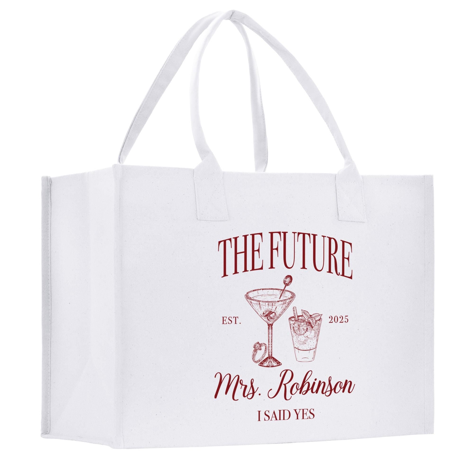 a white shopping bag with the words, the future mrs robinson