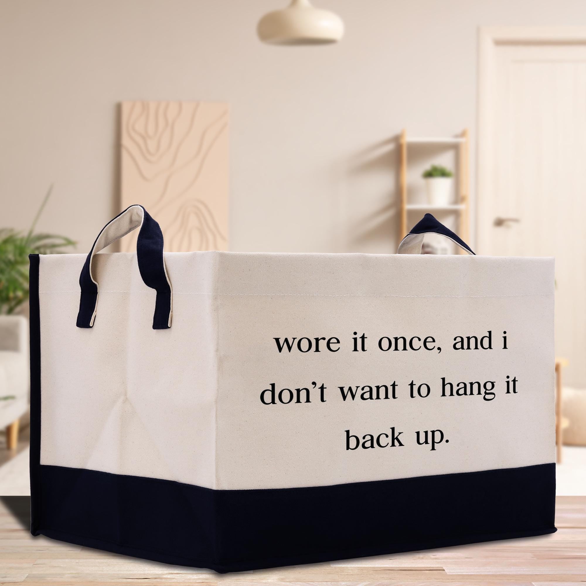 a bag with a quote on it sitting on a table