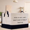 a bag with a quote on it sitting on a table