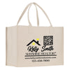 a white shopping bag with a qr code on it