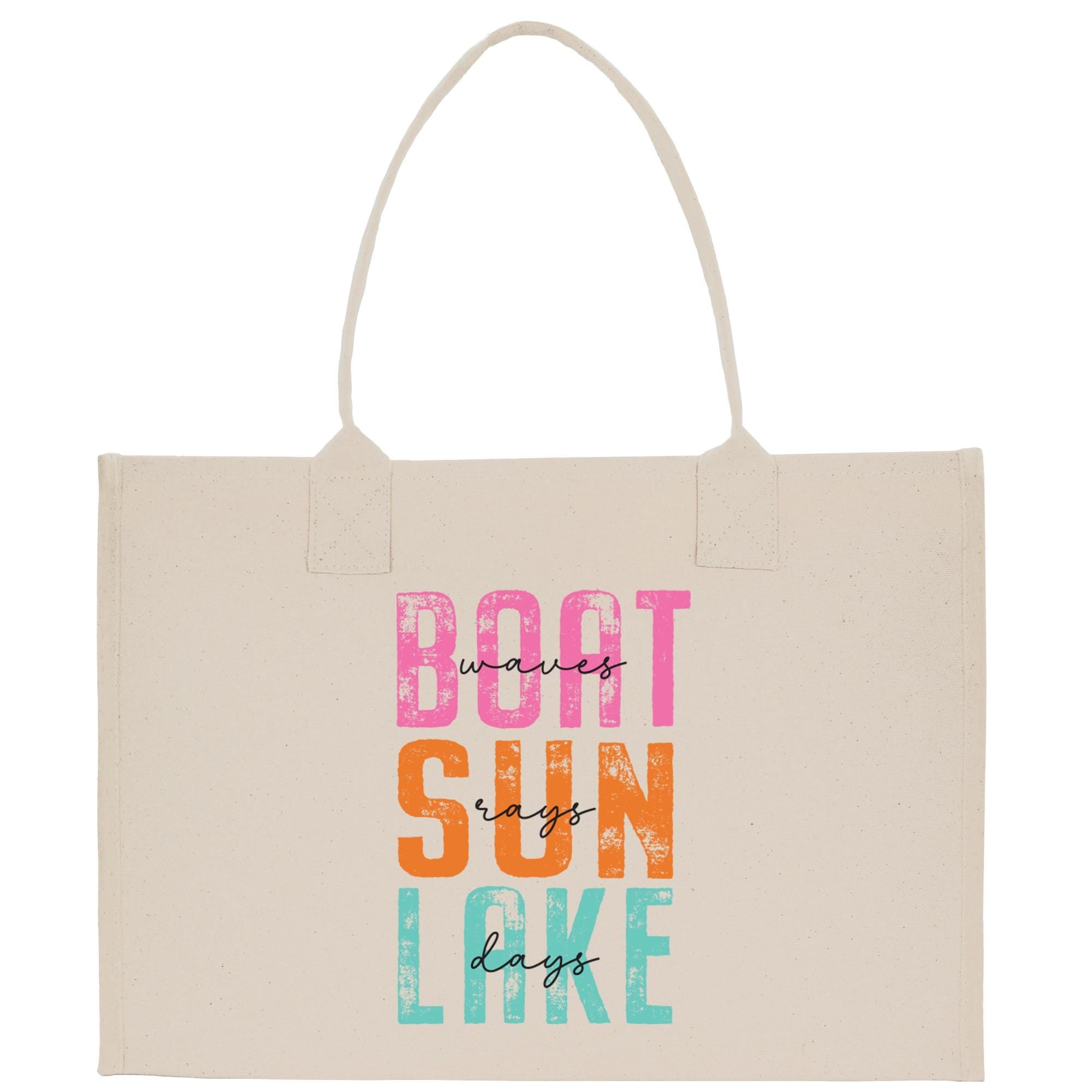 a white bag with the words boot sun lake printed on it