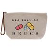 a bag full of drugs on a white background