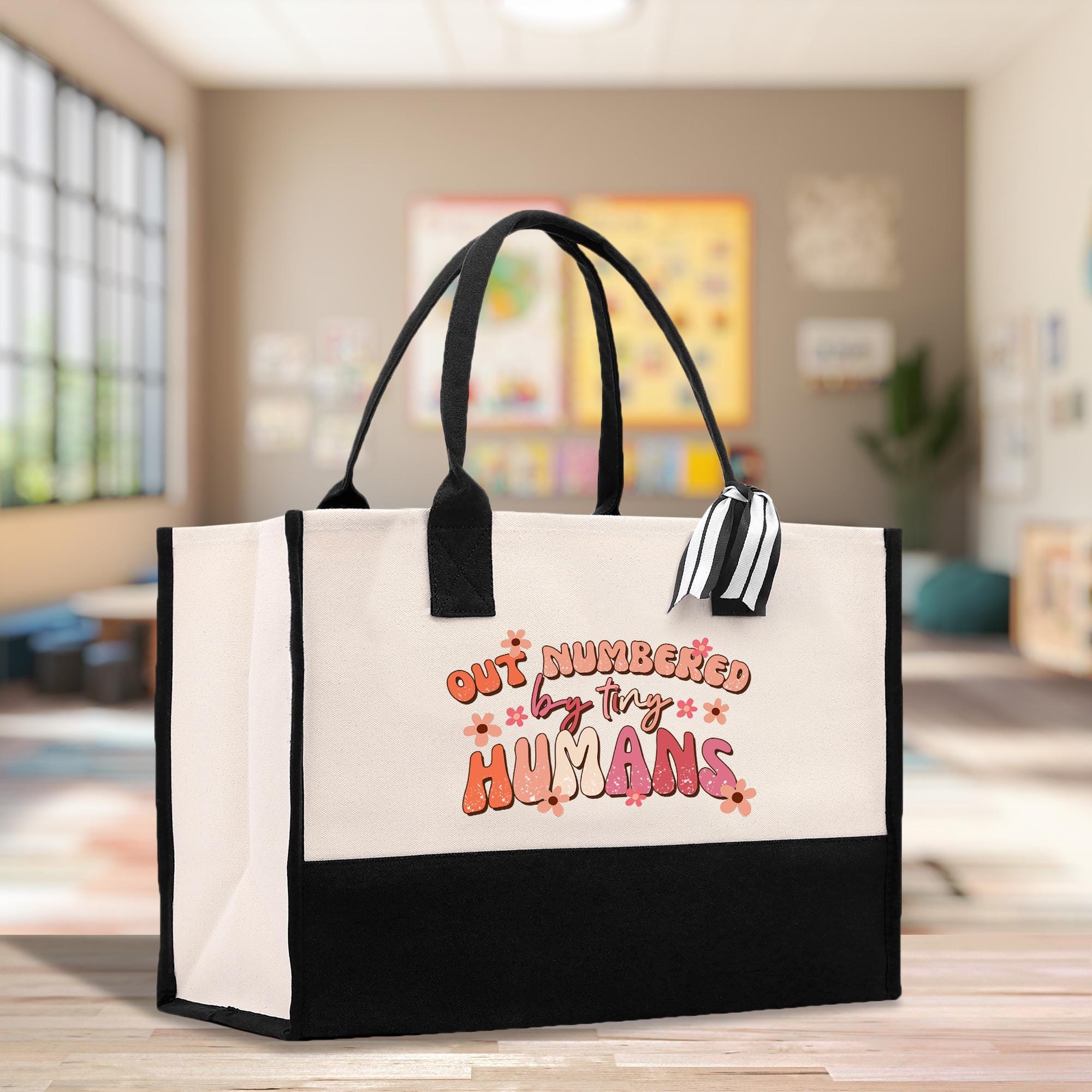 a black and white bag with a message on it