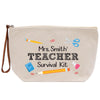a white bag with a teacher survival kit on it