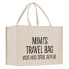 a white bag with the words mmmm's travel bag on it
