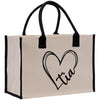 a canvas bag with a heart and the word love on it