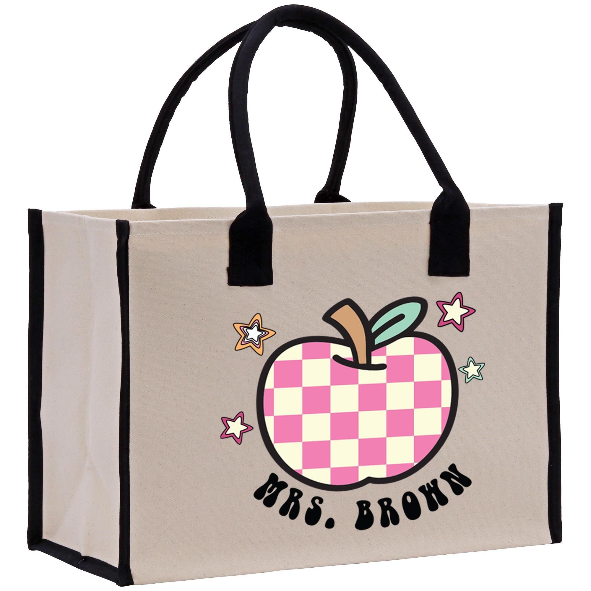 a shopping bag with an apple on it