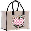 a shopping bag with an apple on it