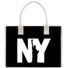 a black and white bag with the statue of liberty on it