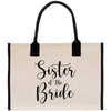 a tote bag that says sister of the bride
