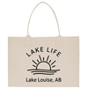 a white bag with a lake life logo on it