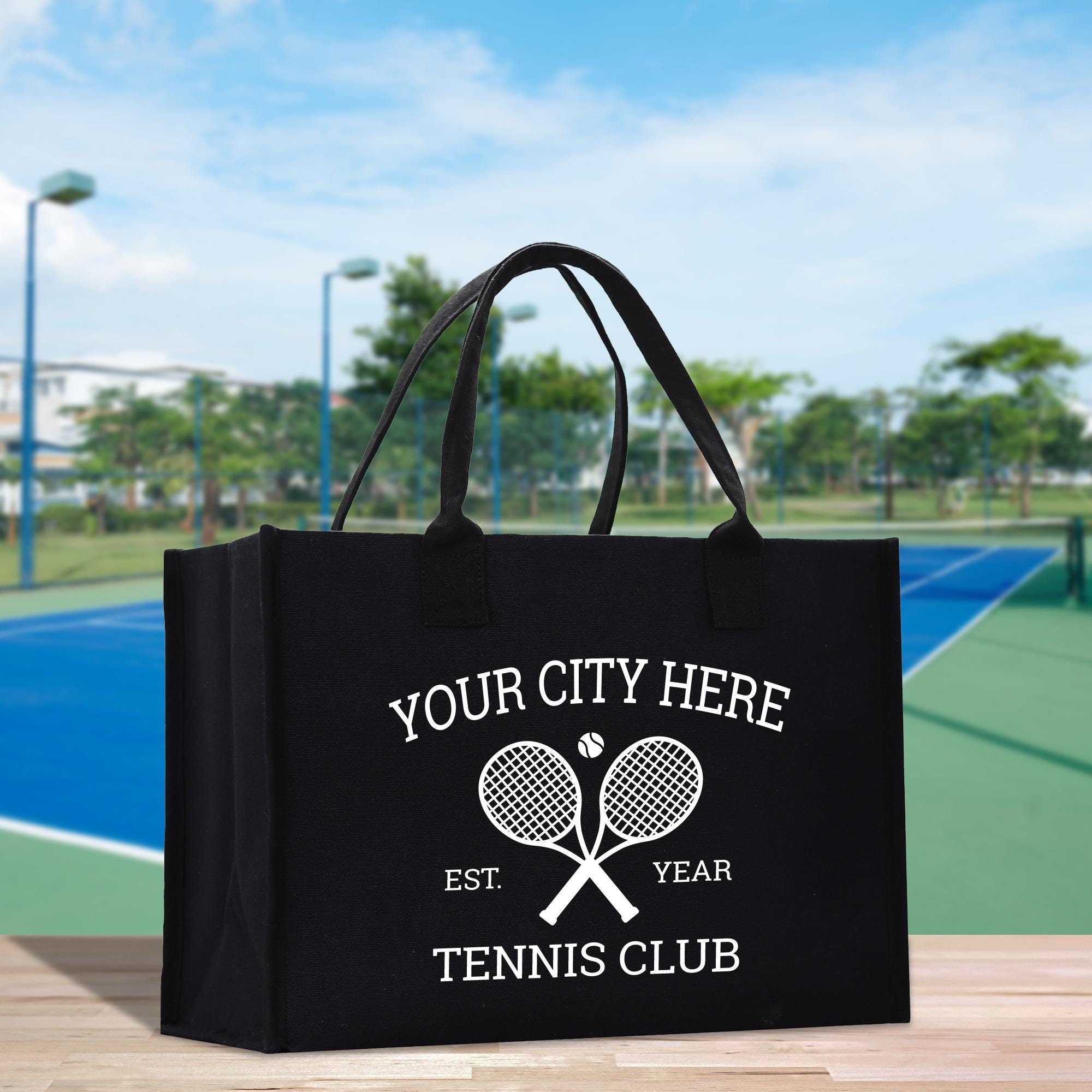 a black bag with a tennis racket on it