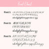 a handwritten font with a pink background