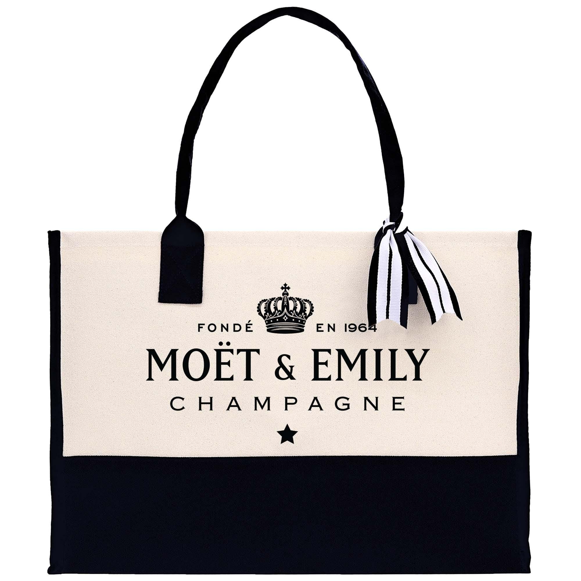 a black and white bag with a crown on it
