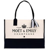 a black and white bag with a crown on it
