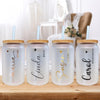 a group of three personalized water bottles sitting on a table