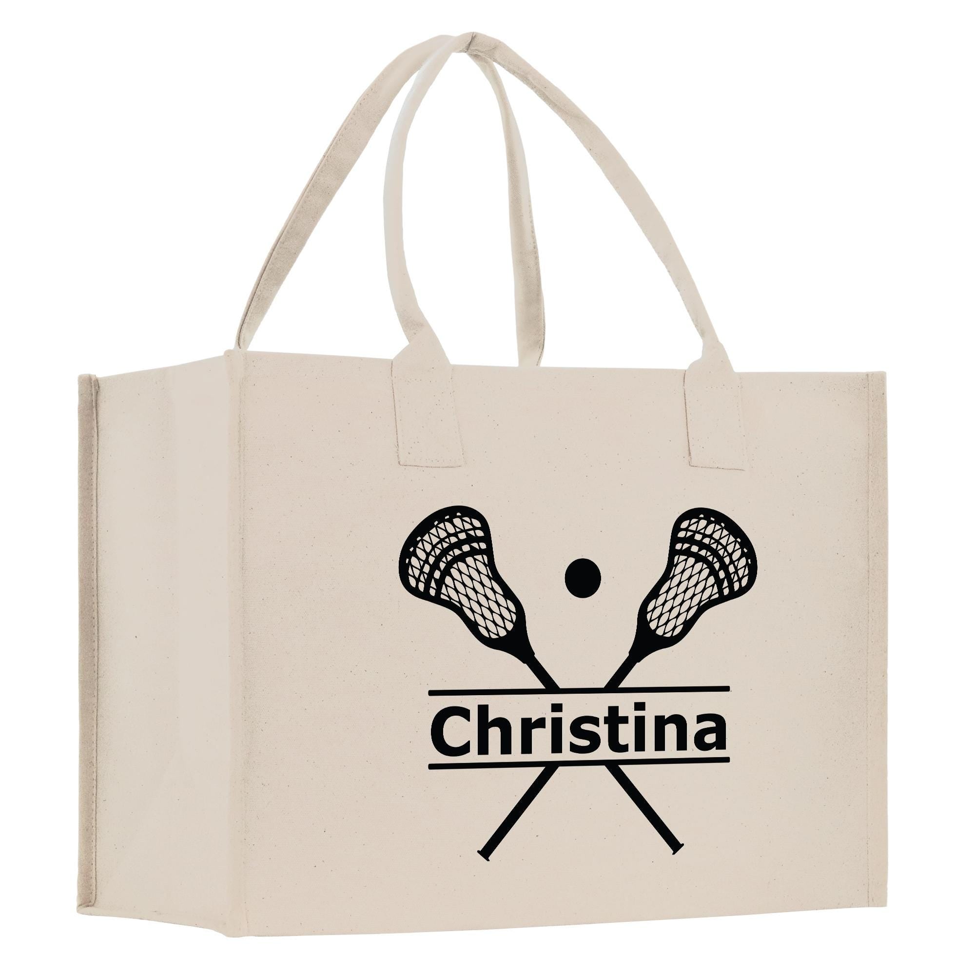 a white shopping bag with two tennis rackets on it