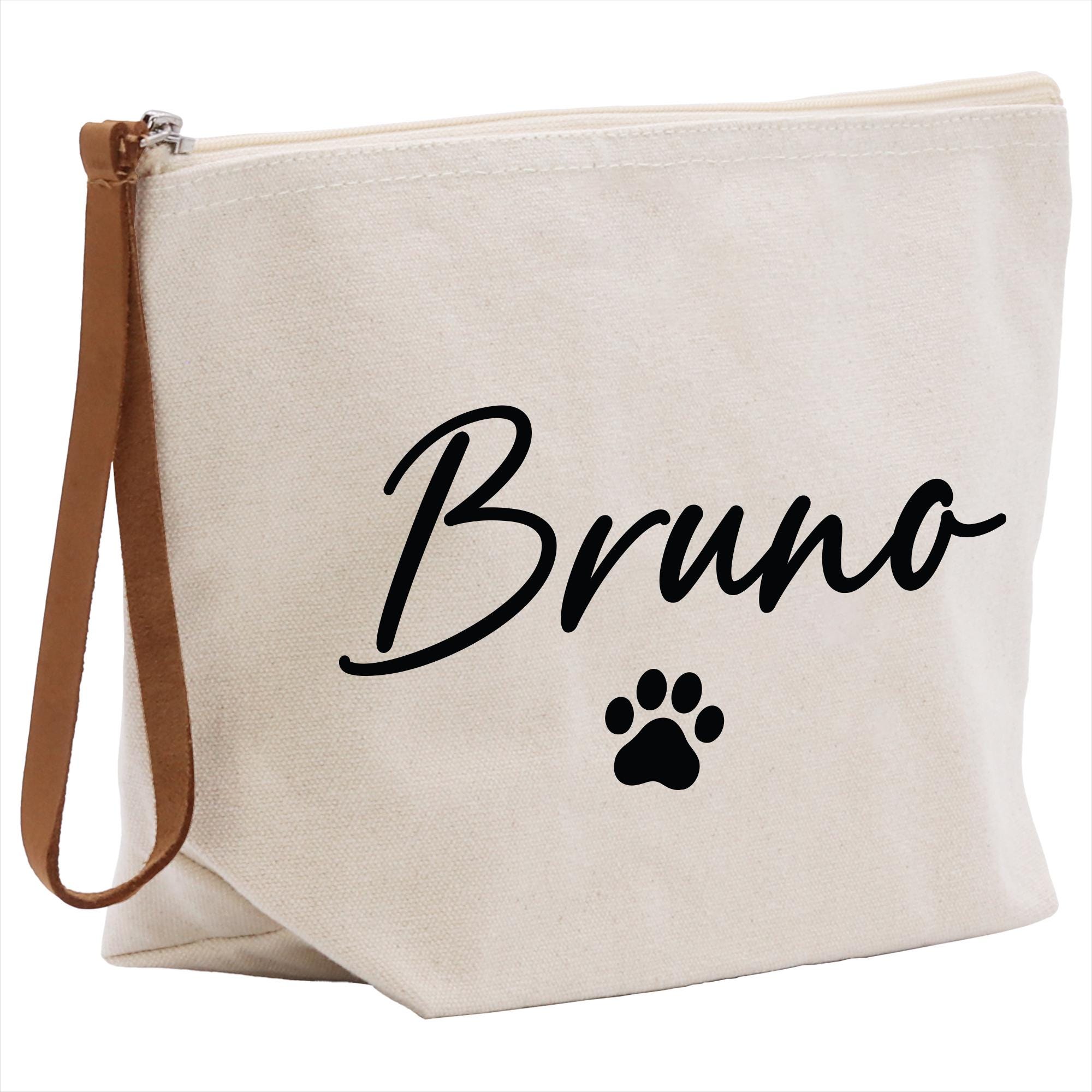 a canvas bag with a paw print on it