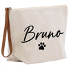 a canvas bag with a paw print on it