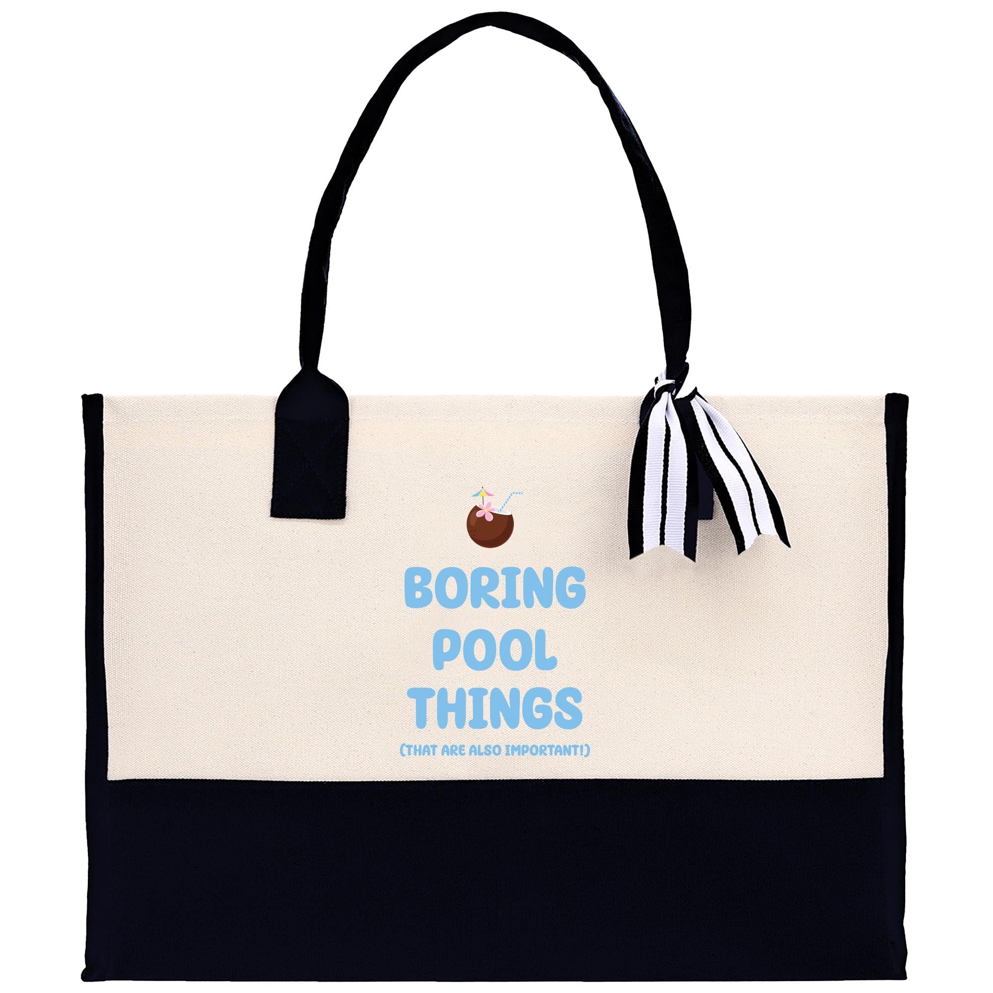 a black and white bag with a striped handle