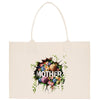 a white tote bag with flowers and the words mother printed on it