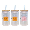 three bottles with straws in them on a white background