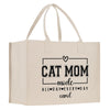 a canvas bag with the words cat mom on it