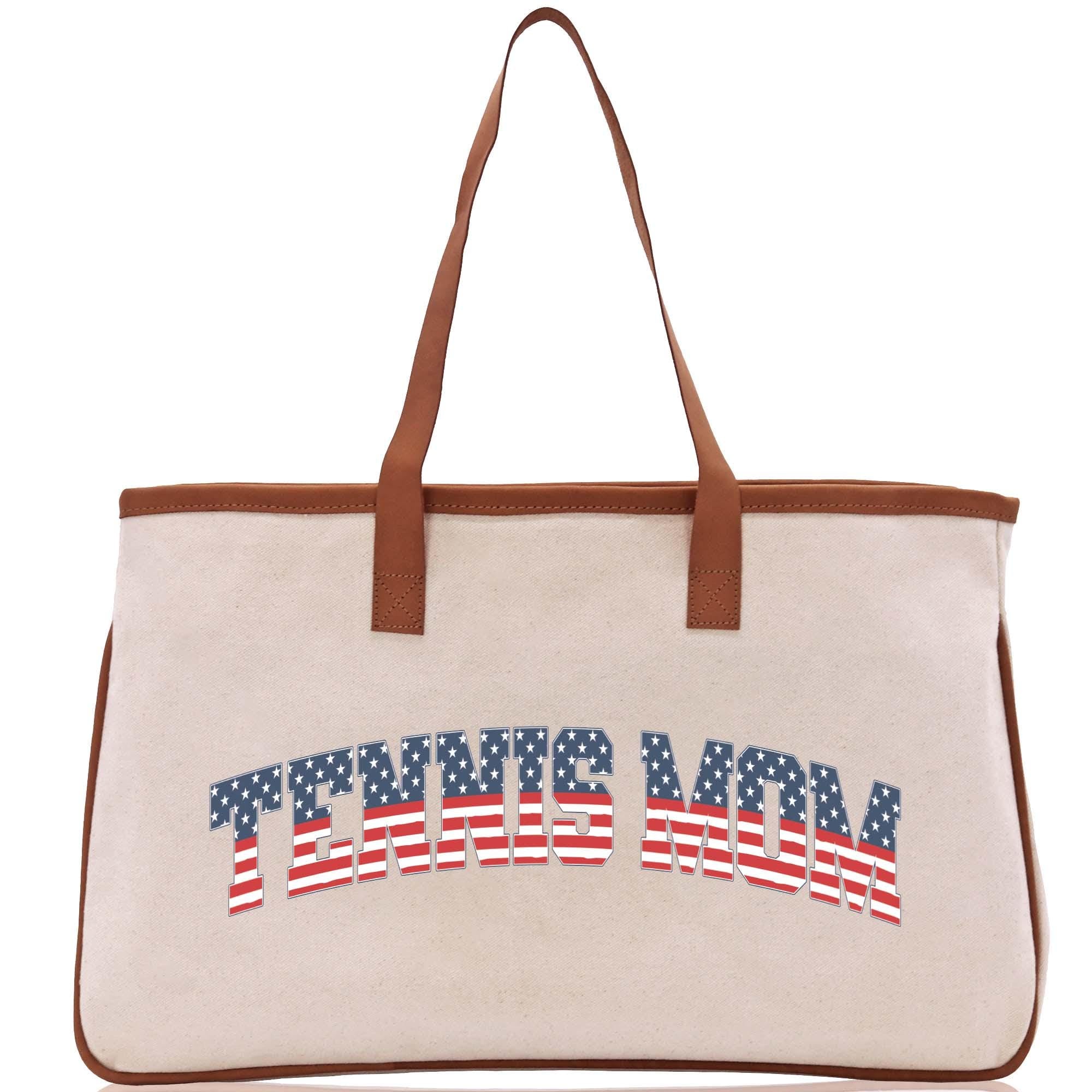 a canvas tote bag with an american flag design