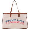 a canvas tote bag with an american flag design