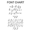 a handwritten font with a black and white background