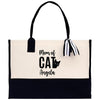 a black and white bag with a cat on it