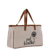 a canvas bag with a dandelion on it