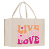 a shopping bag with the words live laugh love printed on it