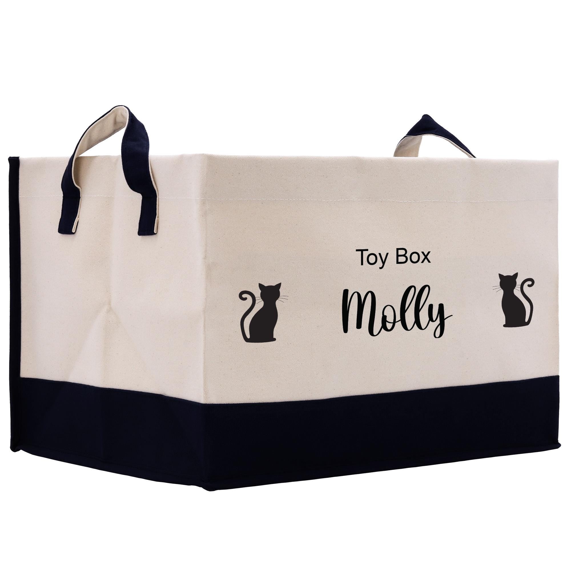 a canvas bag with a cat and name on it