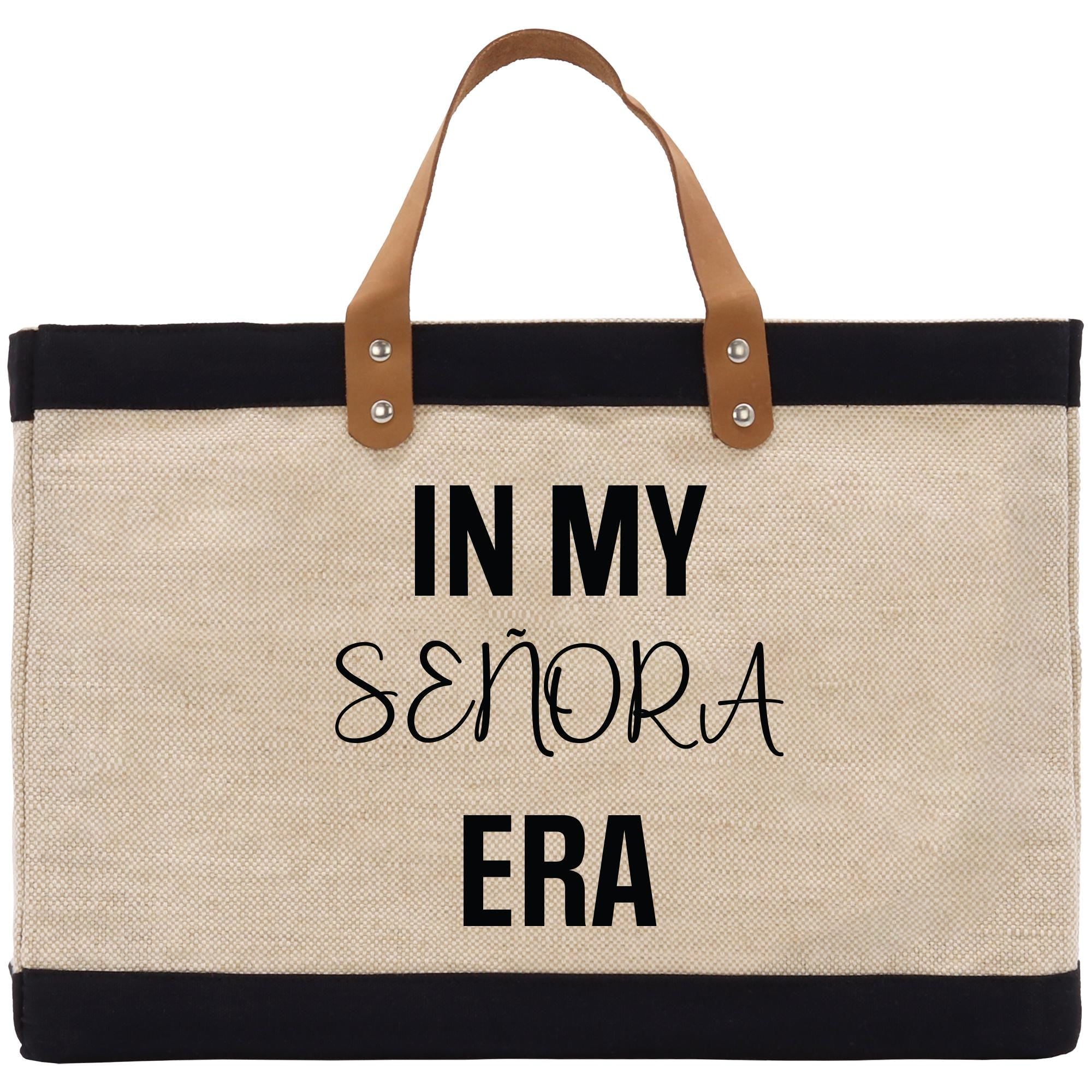 a canvas bag with the words in my senior era printed on it
