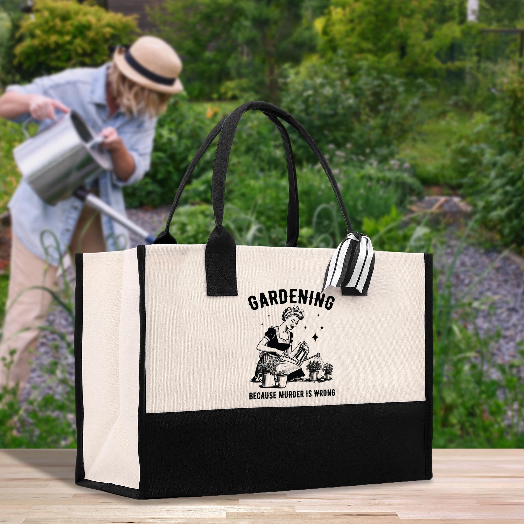 a woman is watering her garden with a watering can
