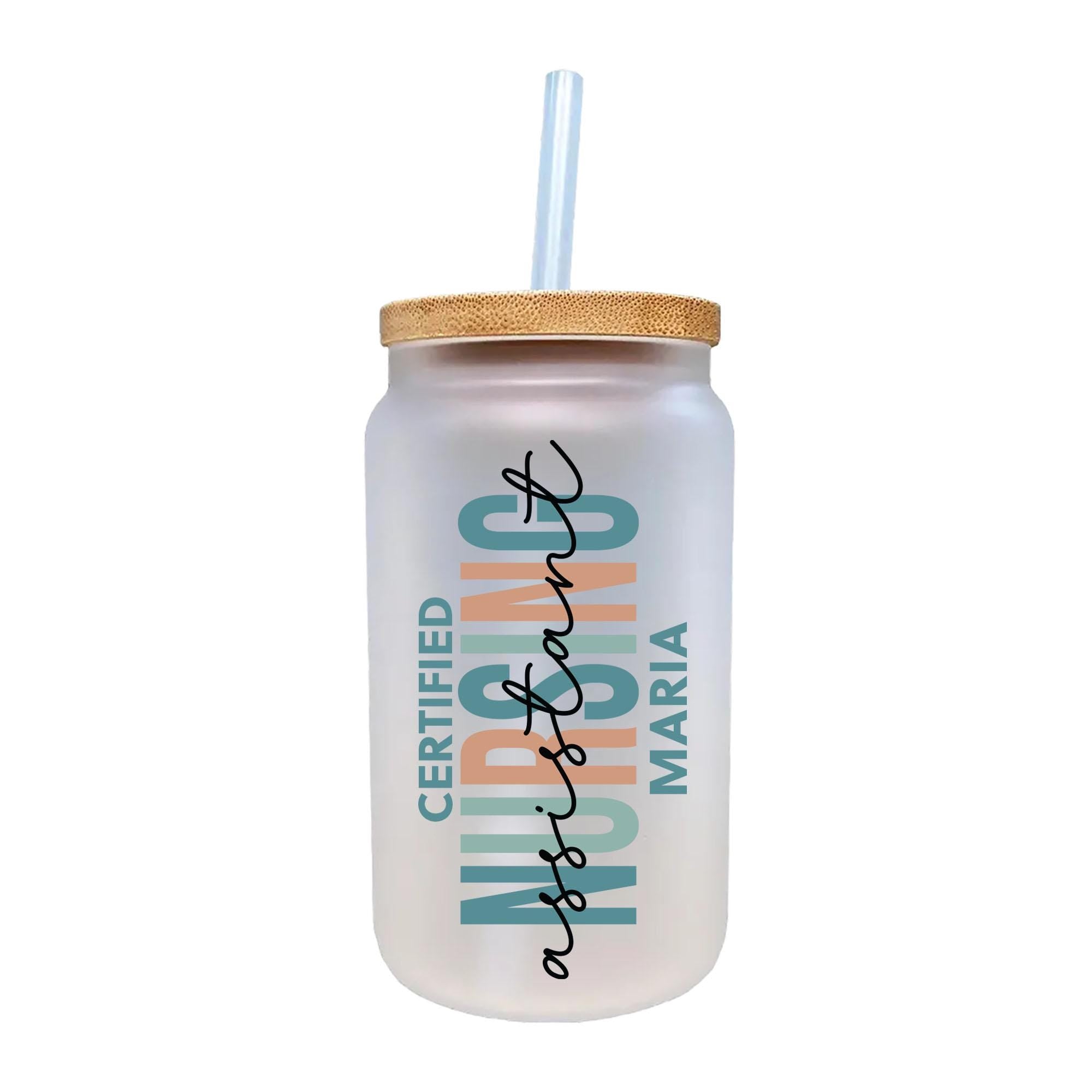 a white can with a straw sticking out of it