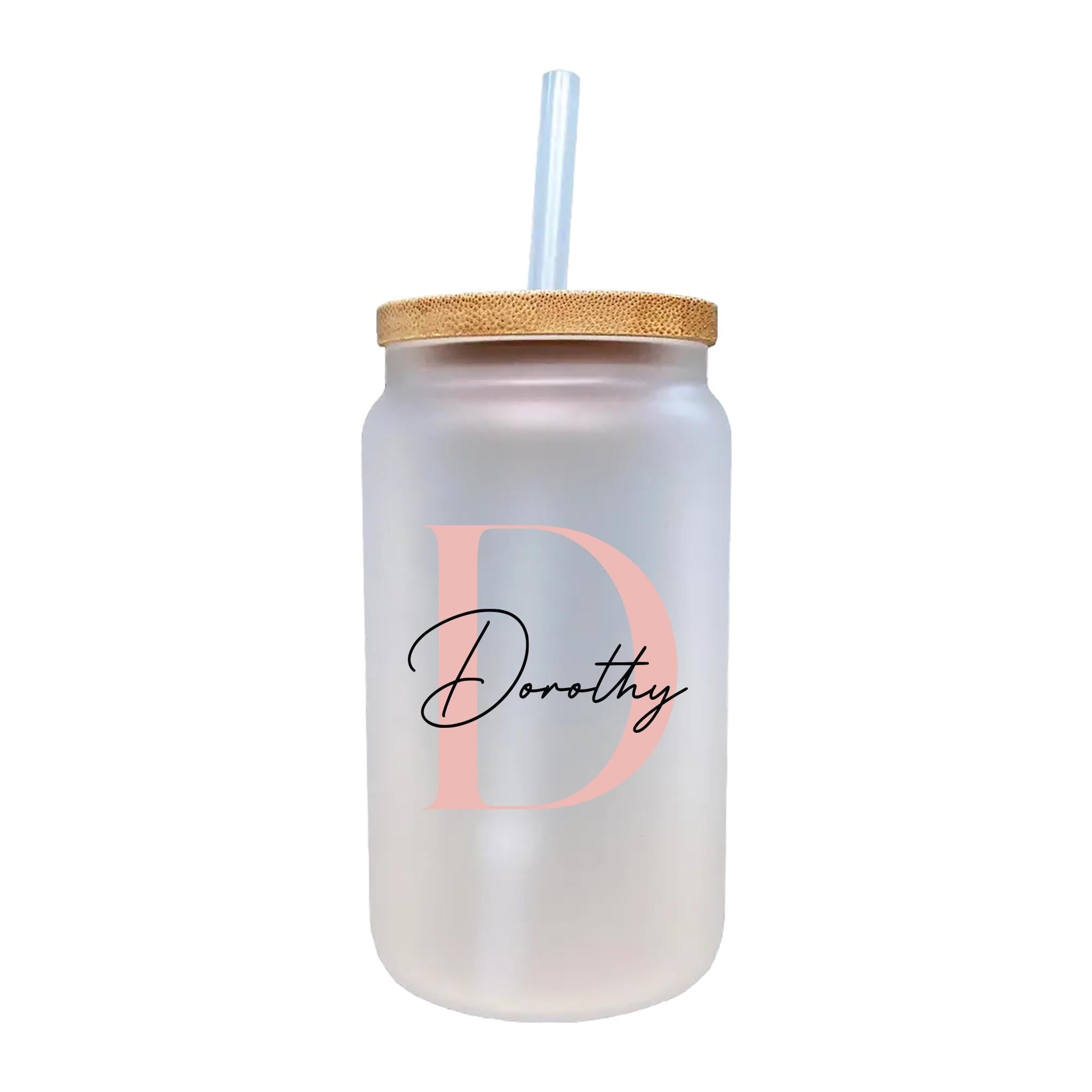a white glass with a straw in it