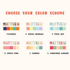a poster with different colors of the same word