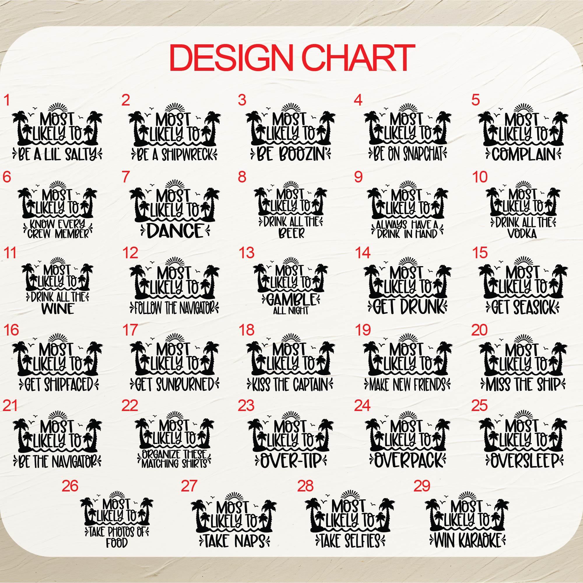 a calendar with the dates for the design chart