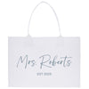 a white shopping bag with the words mrs roberts on it