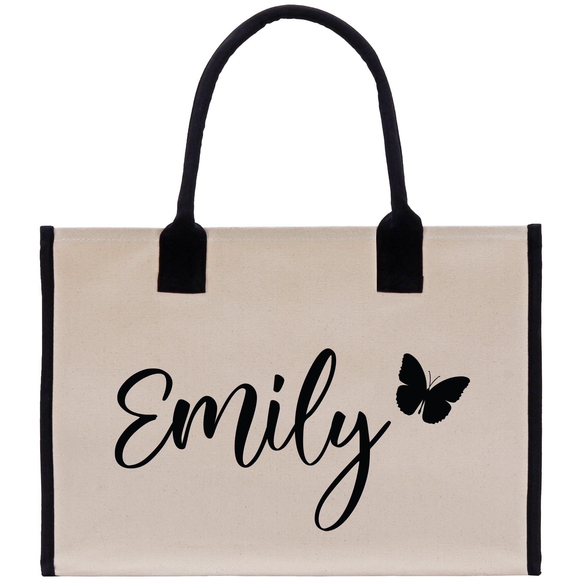 a canvas bag with a butterfly on it