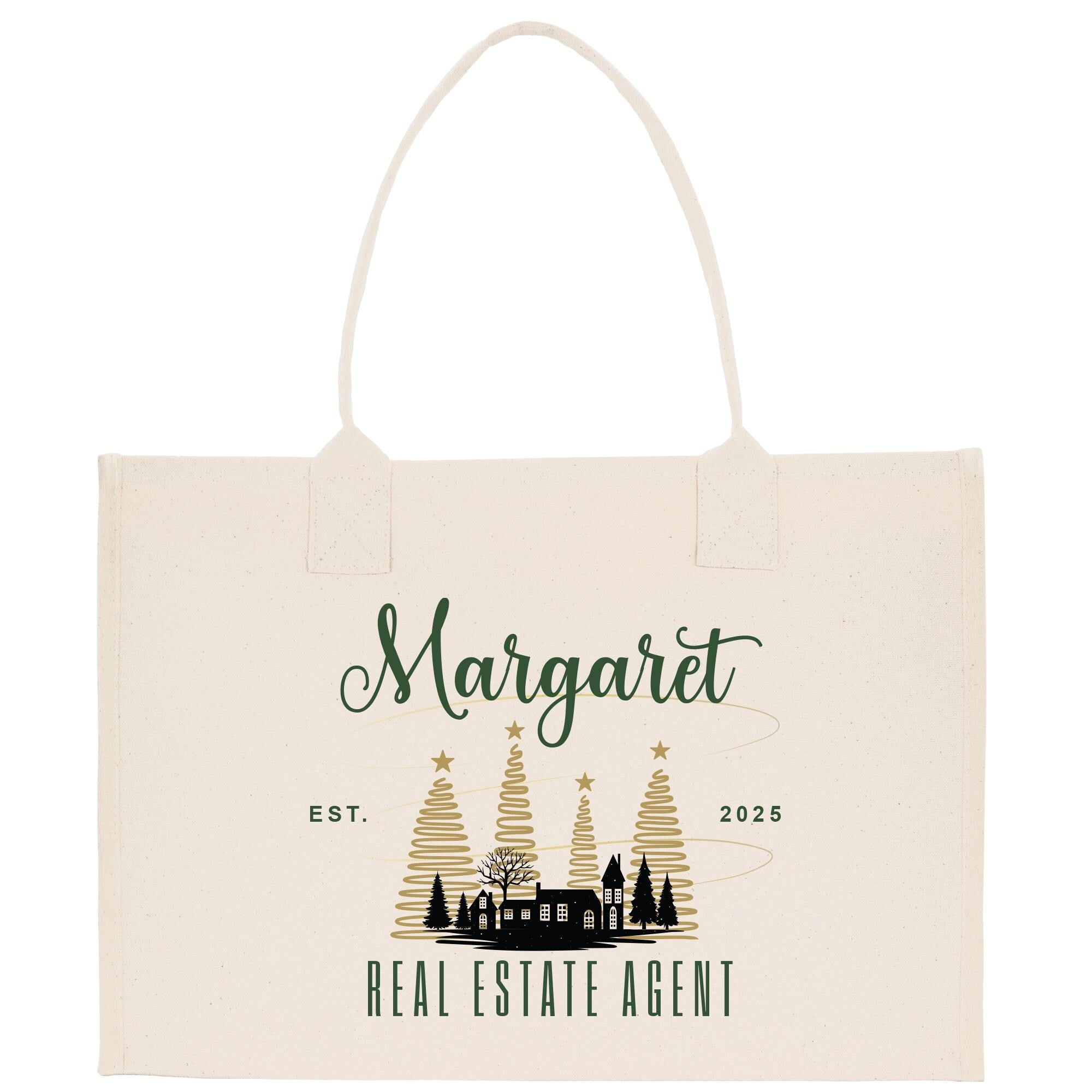 a white bag with the words margarite real estate agent on it